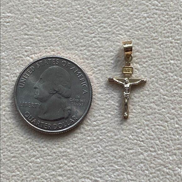 Crucifix of christ cross 14k real solid gold CHARM - Picture 9 of 9